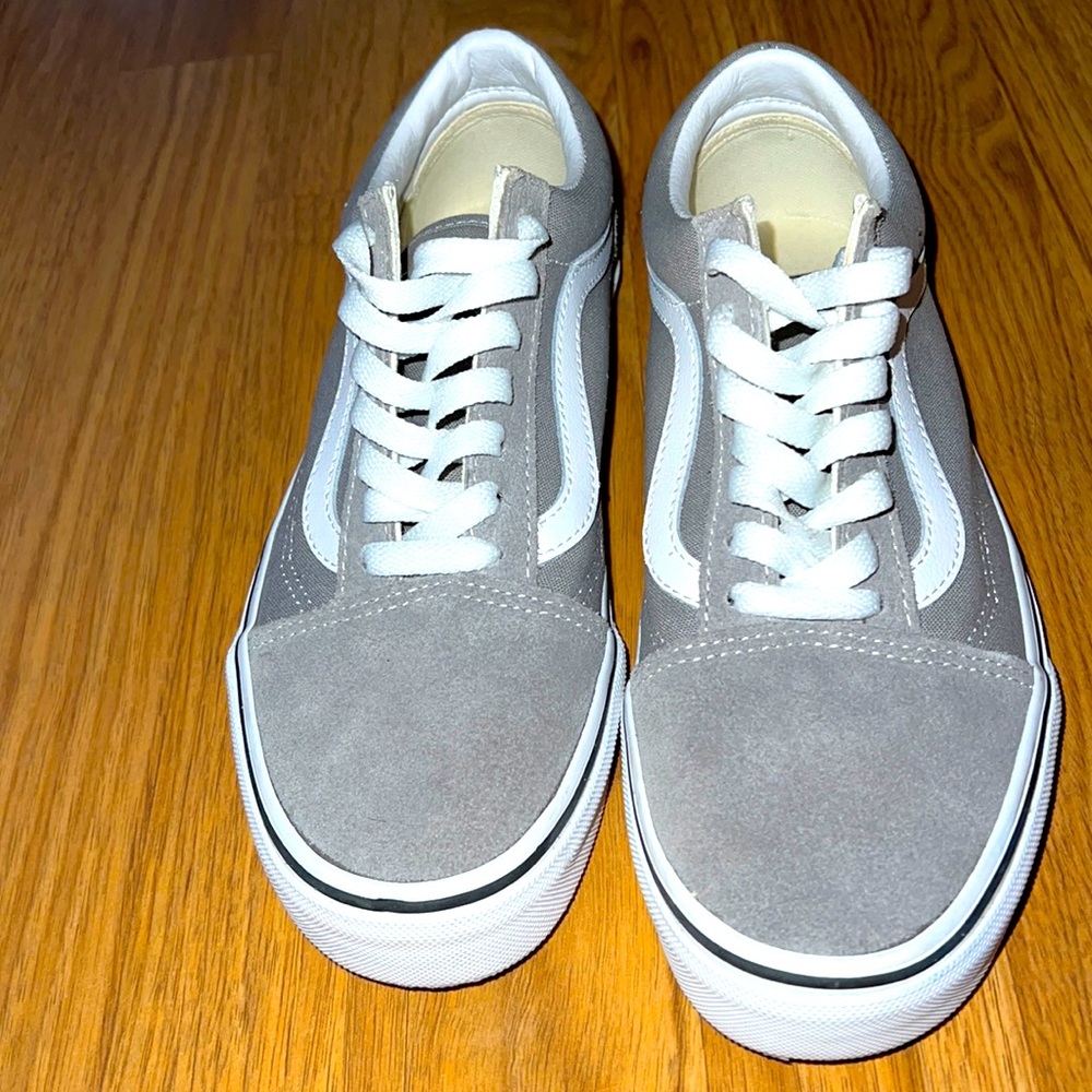 grey low top vans womens